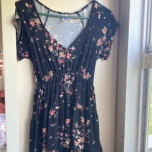 Black dress with a floral pattern